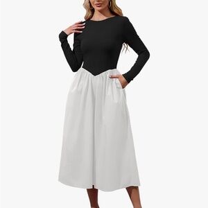 Black and White Long Sleeve Dress